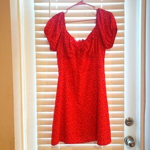Red Puff Sleeve Dress